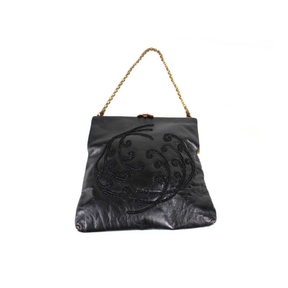 Rare Vintage Walborg Belgium Black Beaded Evening Bag Art Deco